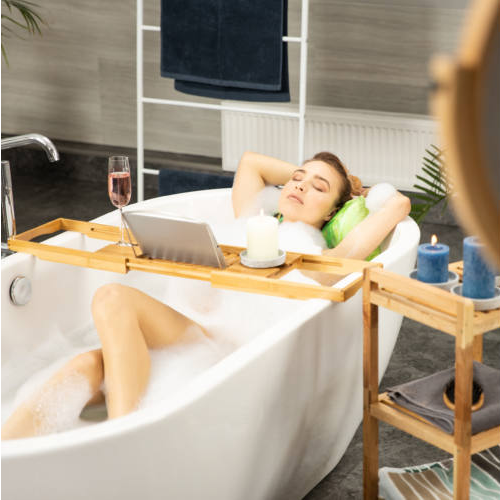 Bambusz fürdőkádra helyezhető relax tálca