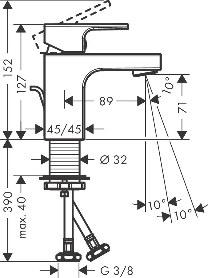 Hansgrohe Vernis Shape 70 mosdó csaptelep automata lefolyógarnitúrával króm 71560000