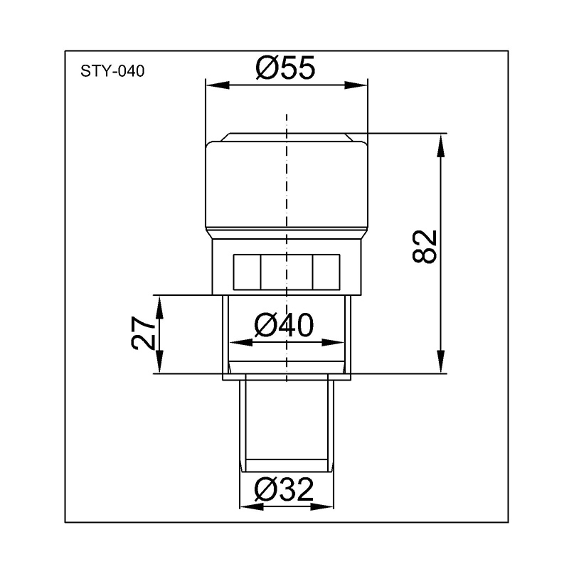 Styron légbeszívó Ø40 mm-es, Ø32 mm-es csőtoldóval [STY-040 / STY 040]